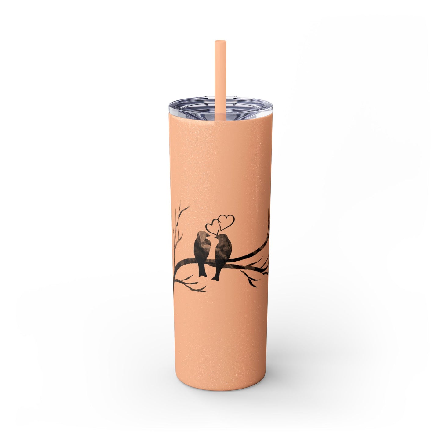 Couple's Love Birds Skinny Tumbler with Straw - 20oz | Perfect Gift for Anniversaries & Valentine's Day