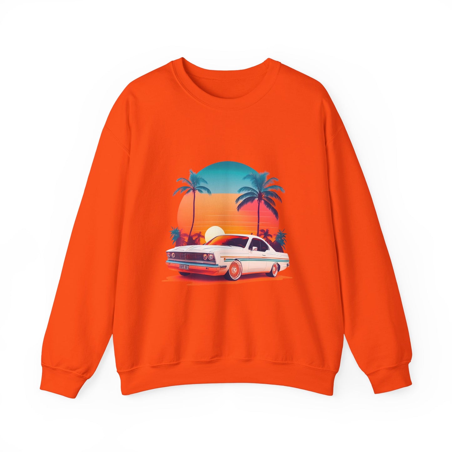 Retro Sunset Car Unisex Crewneck Sweatshirt