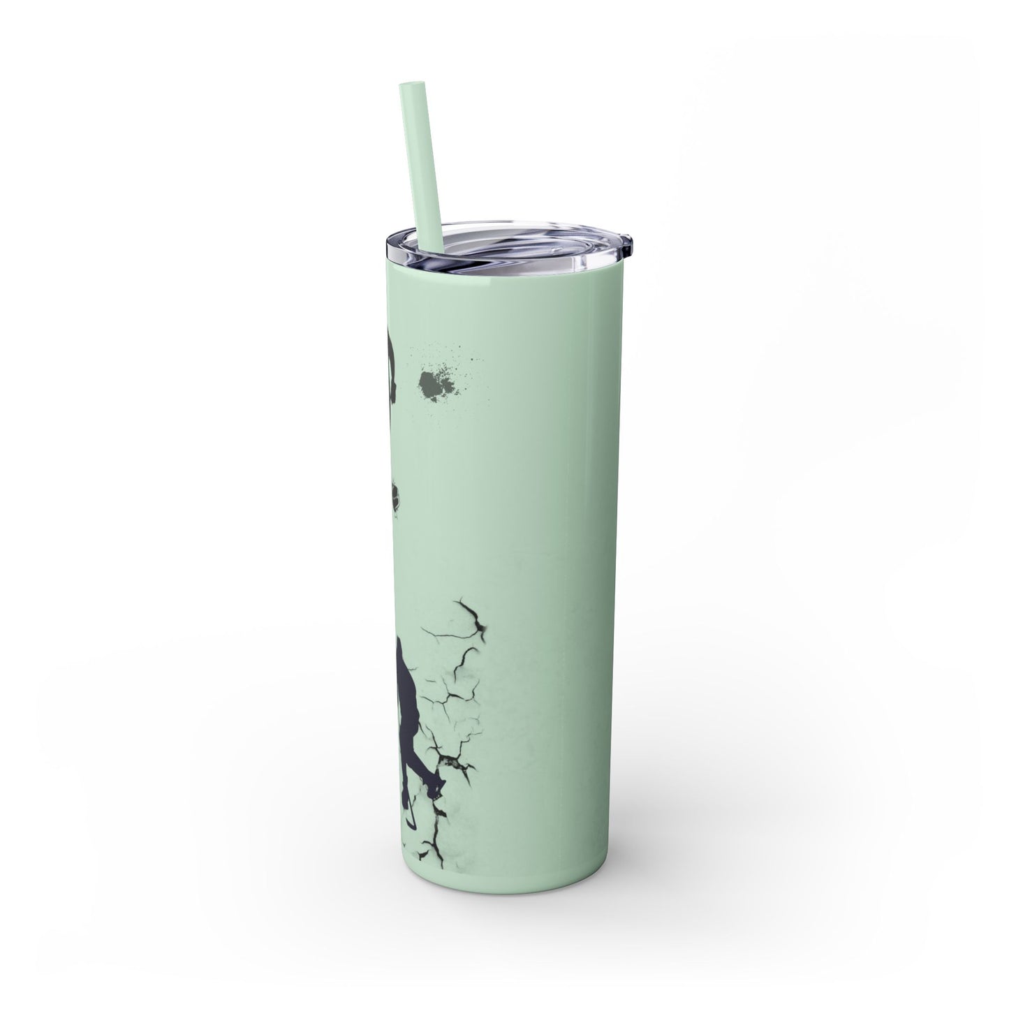 Crackled Hockey Action Skinny Tumbler with Straw - 20oz