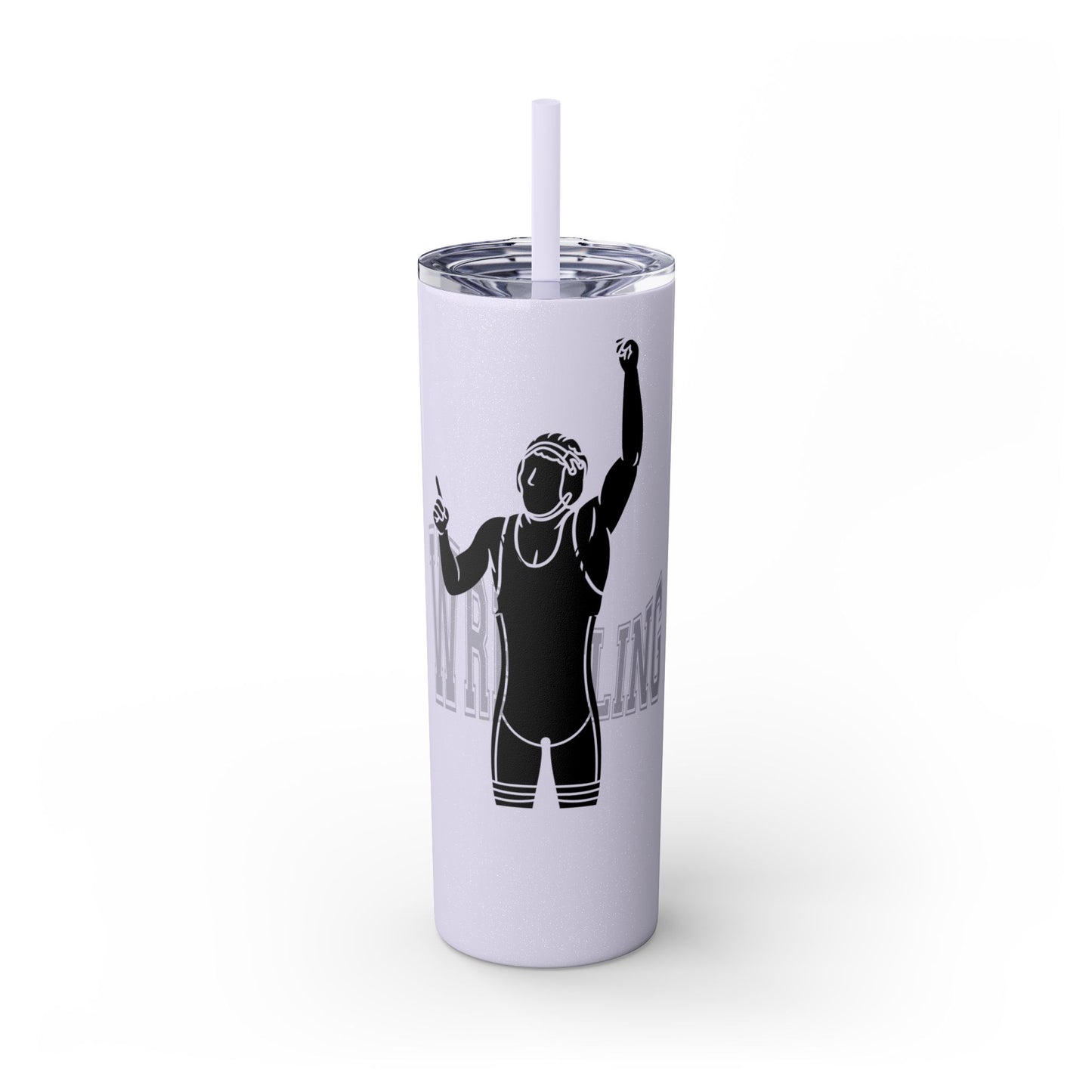 Motivational Skinny Tumbler with Straw - 20oz Wrestling Cup