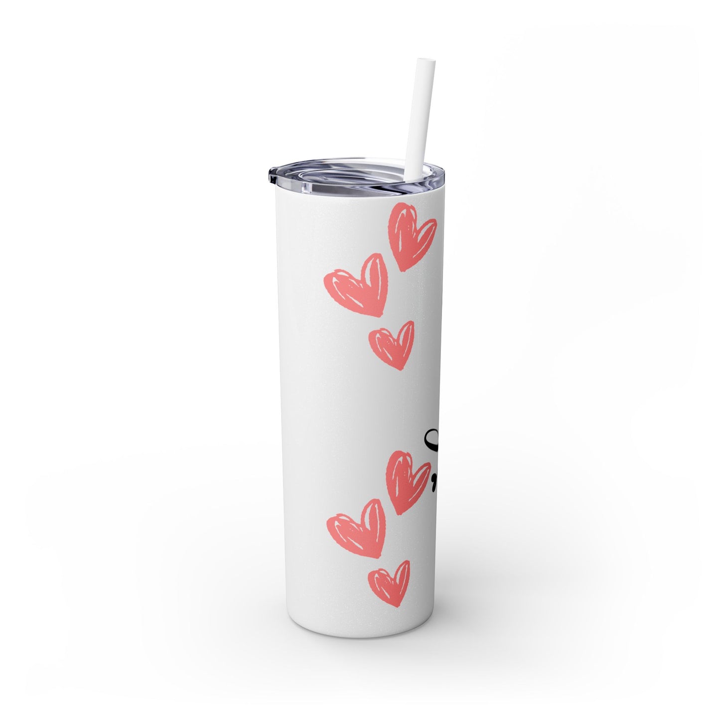 Love Hearts Skinny Tumbler with Straw - 20oz | Perfect for Valentine's Day & Everyday Use