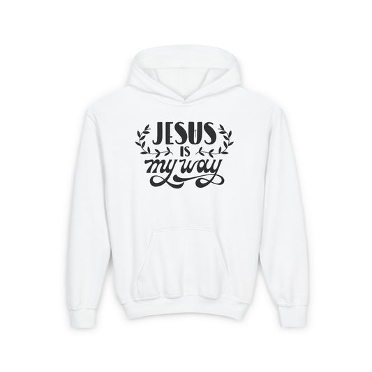 Youth Hooded Sweatshirt - 'Jesus Is My Way' Inspirational Design