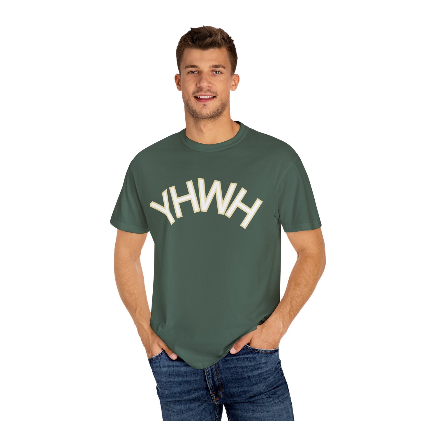 Unisex Garment-Dyed T-Shirt with YHWH Design - Casual Spiritual Fashion