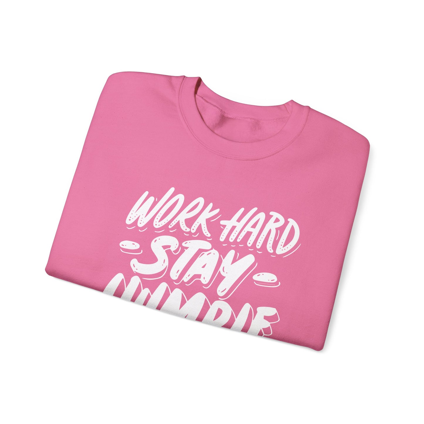 Unisex Heavy Blend™ Crewneck Sweatshirt "Work Hard Stay Humble" white ink