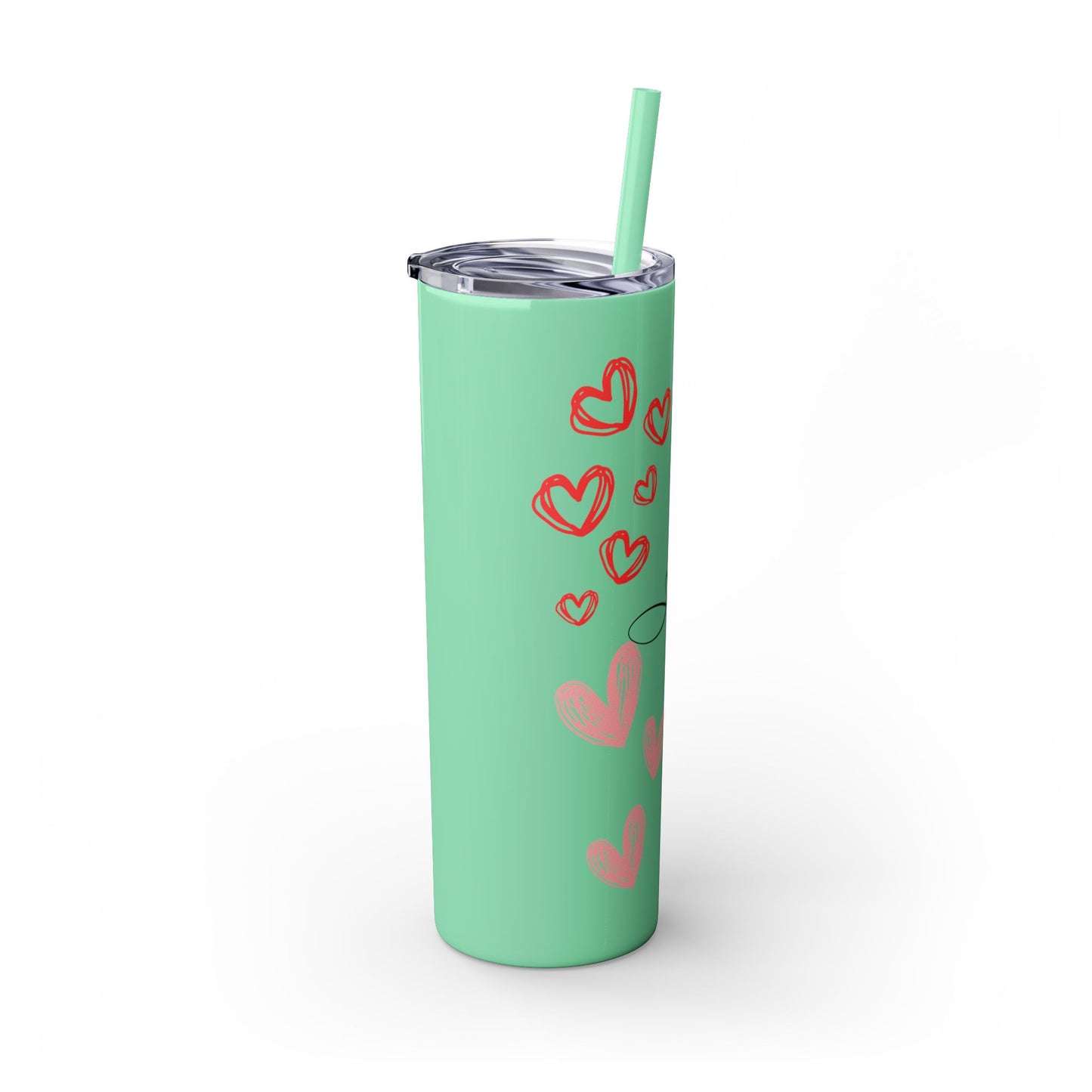 Heartfelt Love Skinny Tumbler with Straw - 20oz - Perfect Gift for Couples & Valentine's Day