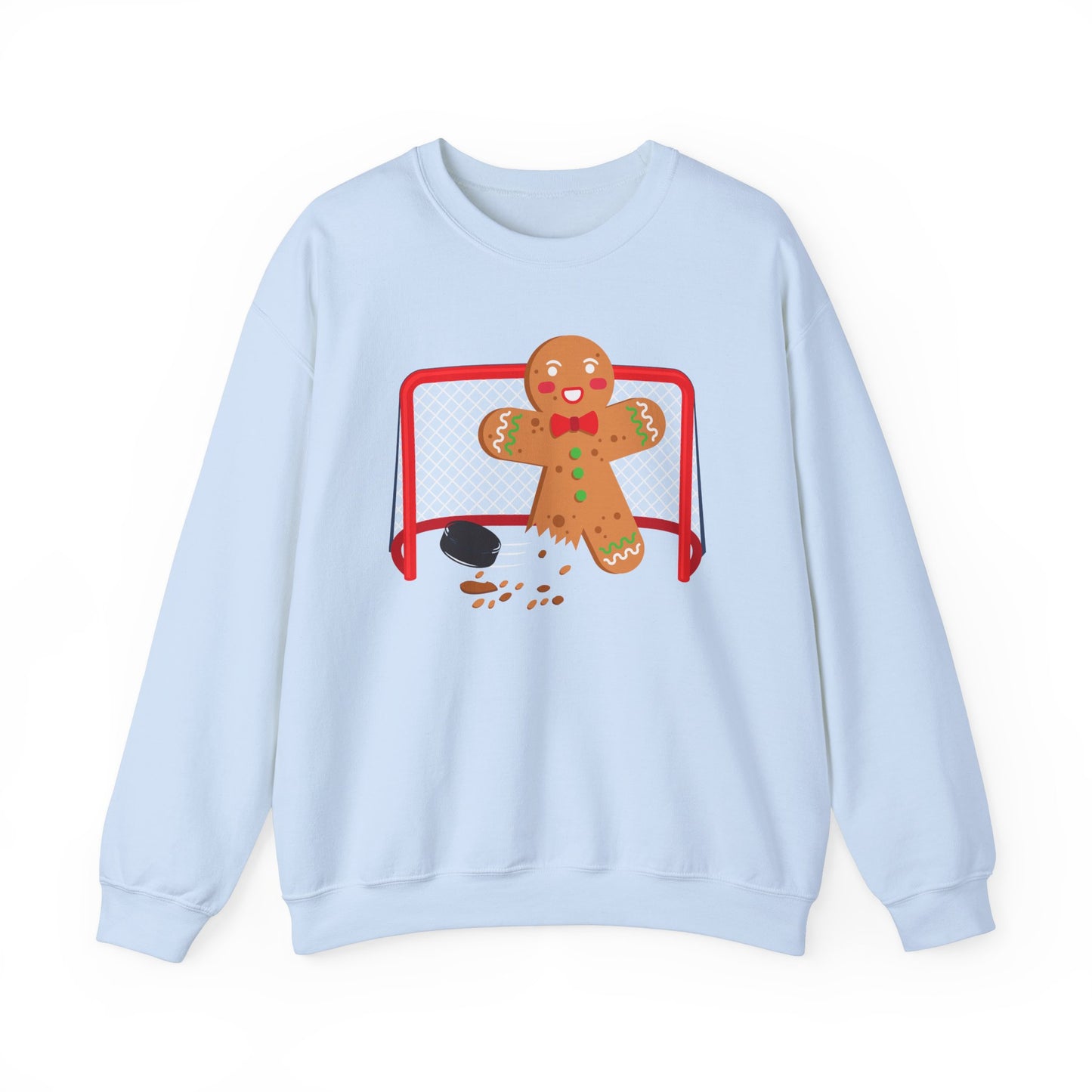 Cute Gingerbread Hockey Crewneck Sweatshirt - Festive Holiday Apparel