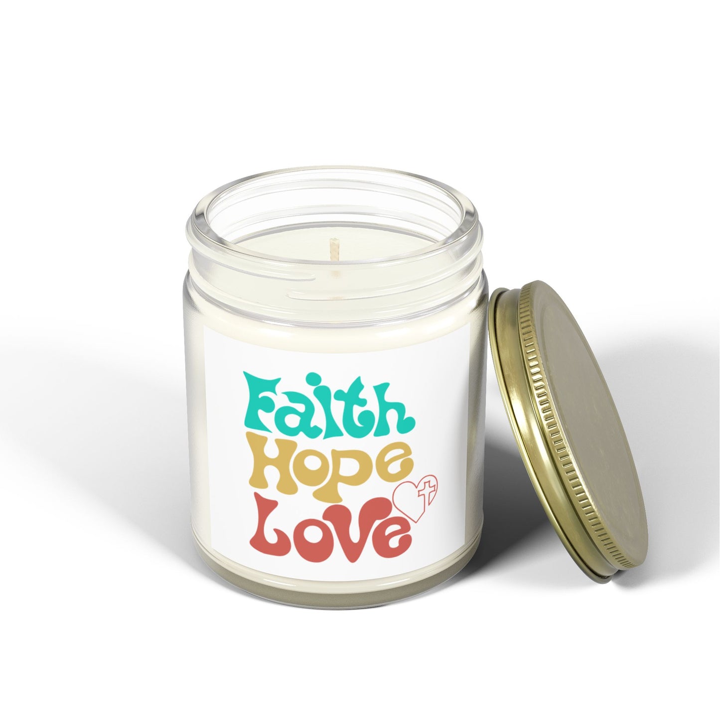 Faith Hope Love Scented Candle - Coconut Apricot Wax (4oz, 9oz)