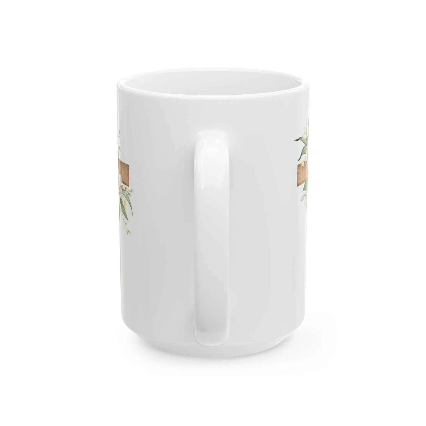 Floral Cross Ceramic Mug - Perfect Gift for Spiritual Occasions