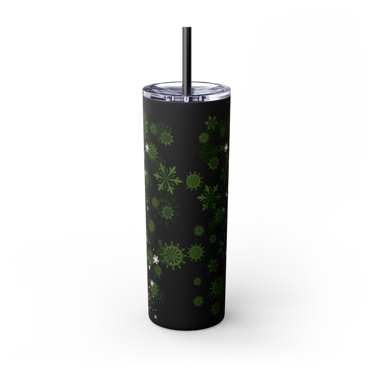 Holiday Botanical Skinny Tumbler with Straw - 20oz - Perfect for Christmas & Winter Celebrations