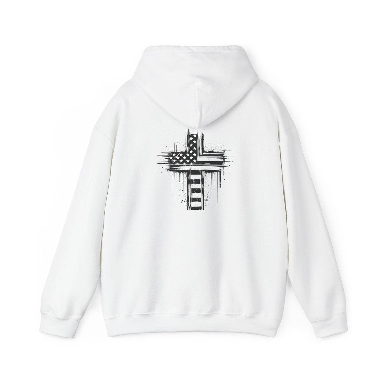 Faith-Inspired Unisex Hooded Sweatshirt with American Flag Design