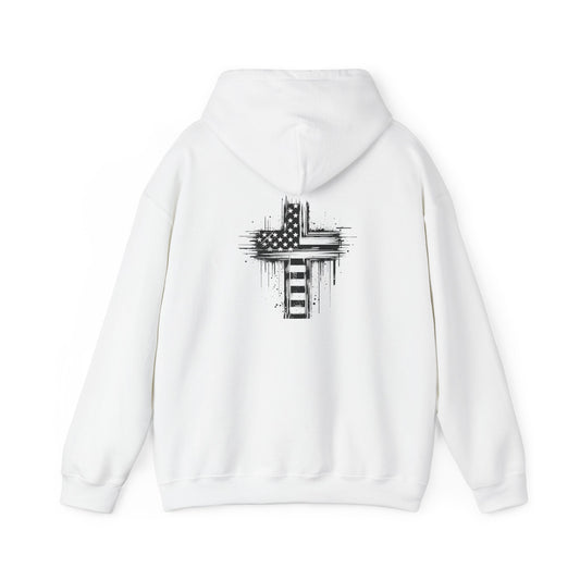 Faith-Inspired Unisex Hooded Sweatshirt with American Flag Design