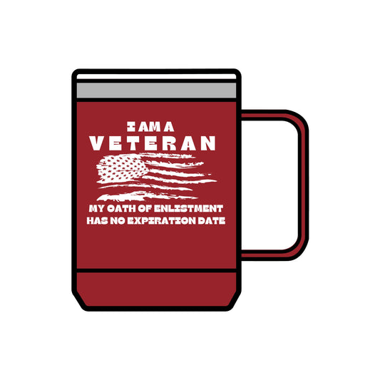 Veteran's Pride Coffee Mug Tumbler - 15oz Red | Oath of Enlistment Design