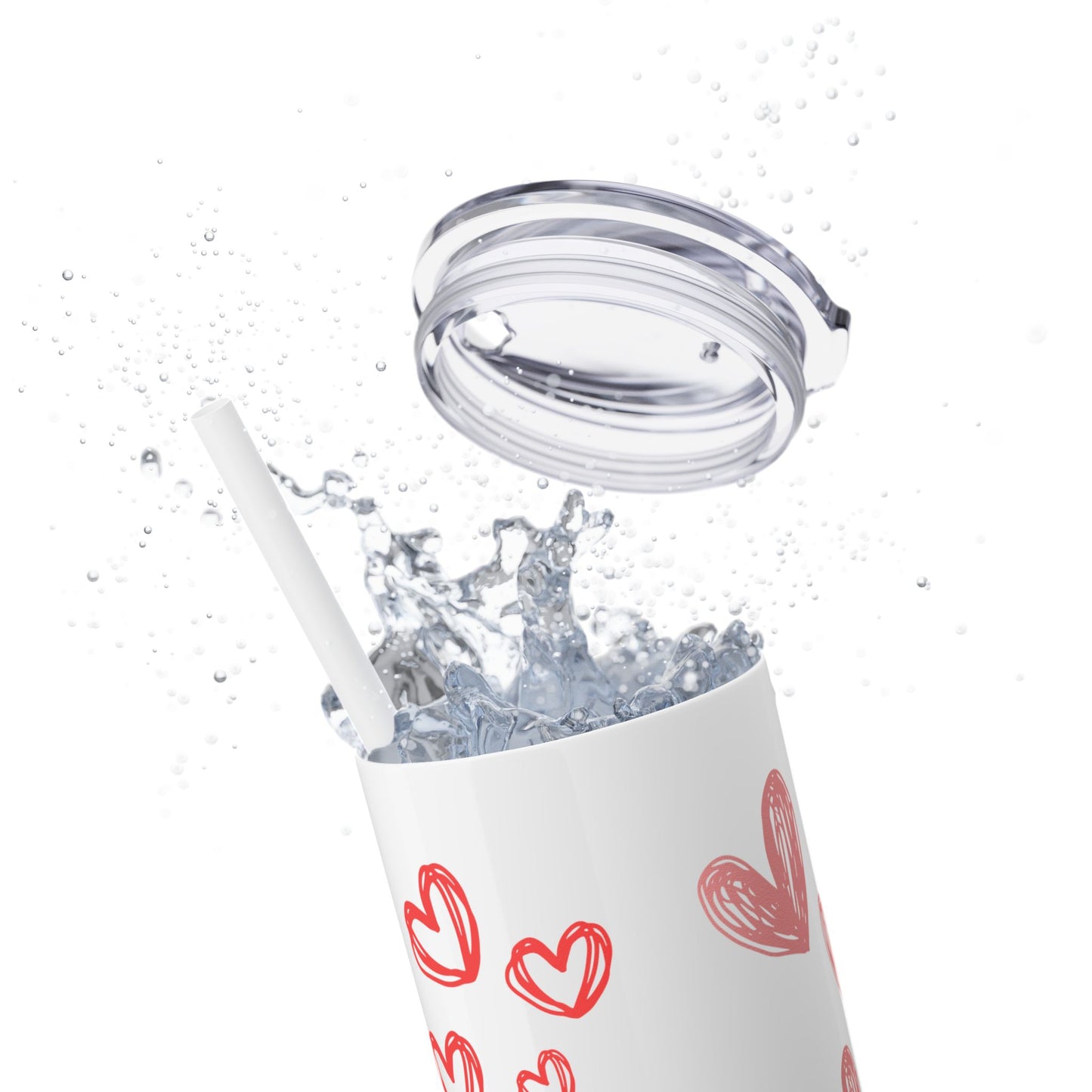 Heartfelt Love Skinny Tumbler with Straw - 20oz - Perfect Gift for Couples & Valentine's Day