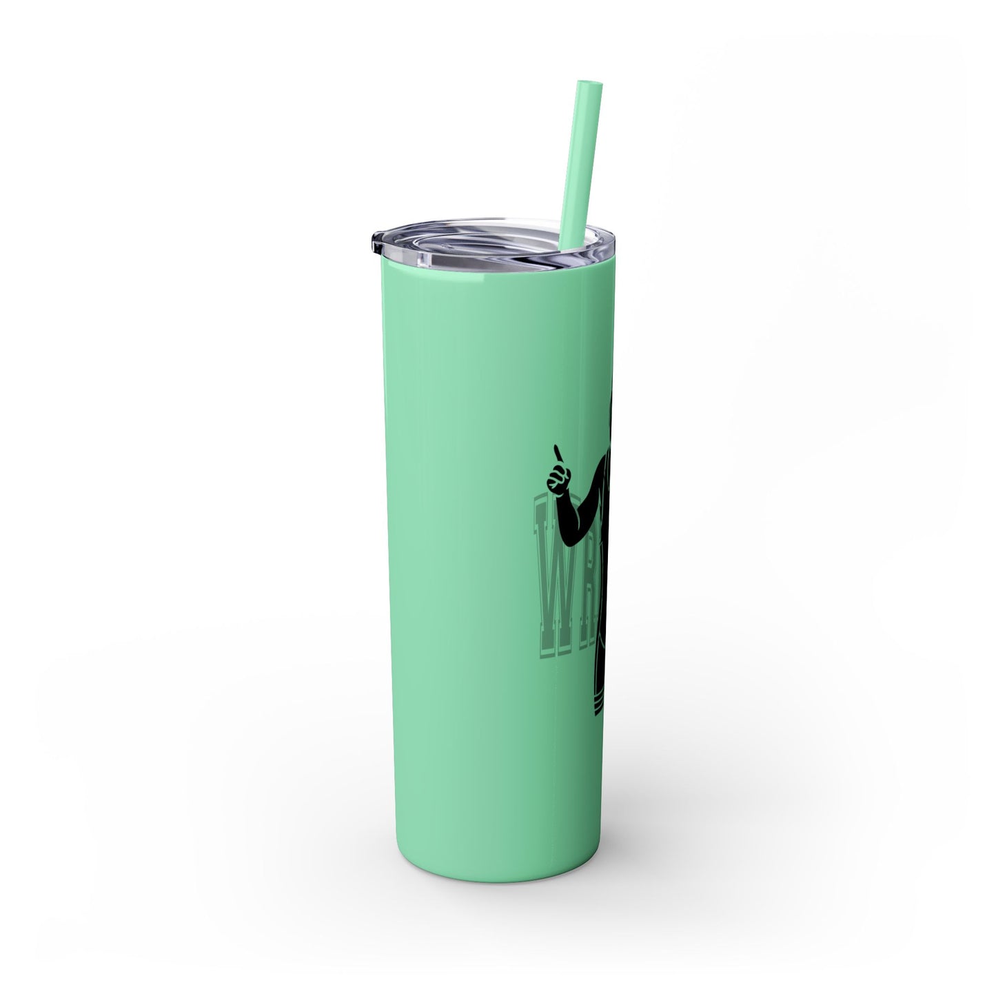 Motivational Skinny Tumbler with Straw - 20oz Wrestling Cup