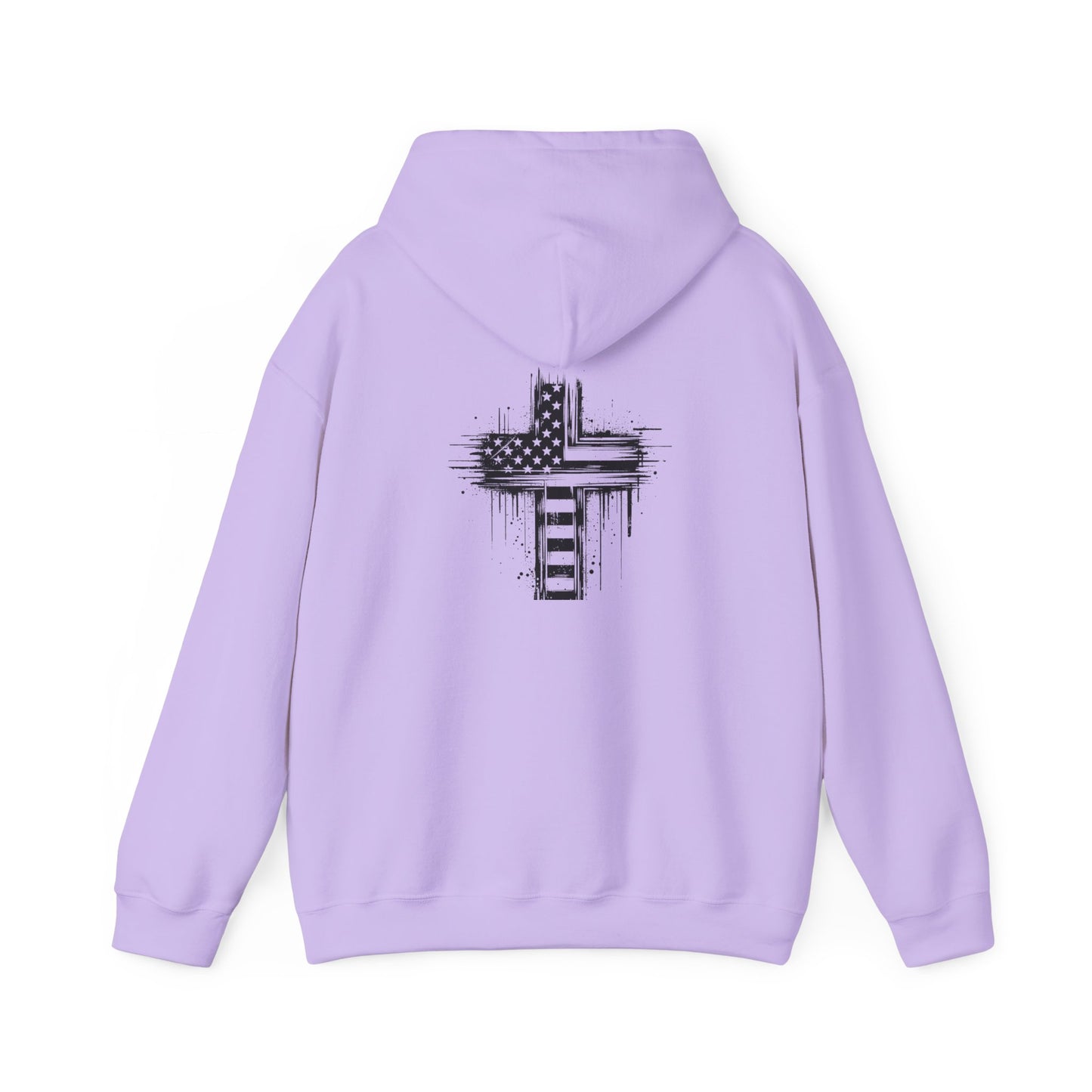 Faith-Inspired Unisex Hooded Sweatshirt with American Flag Design