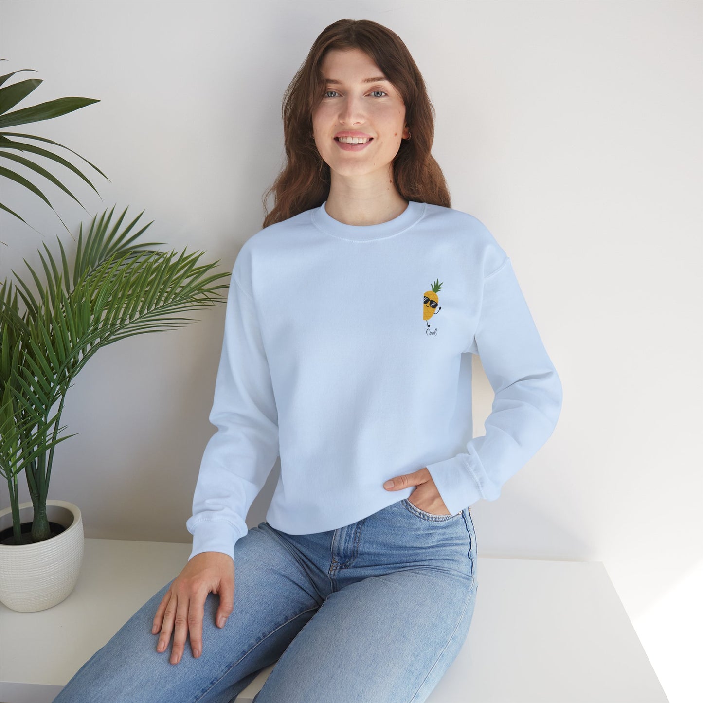 Tropical Vibes Crewneck Sweatshirt - Cool Pineapple and Palm Tree Design