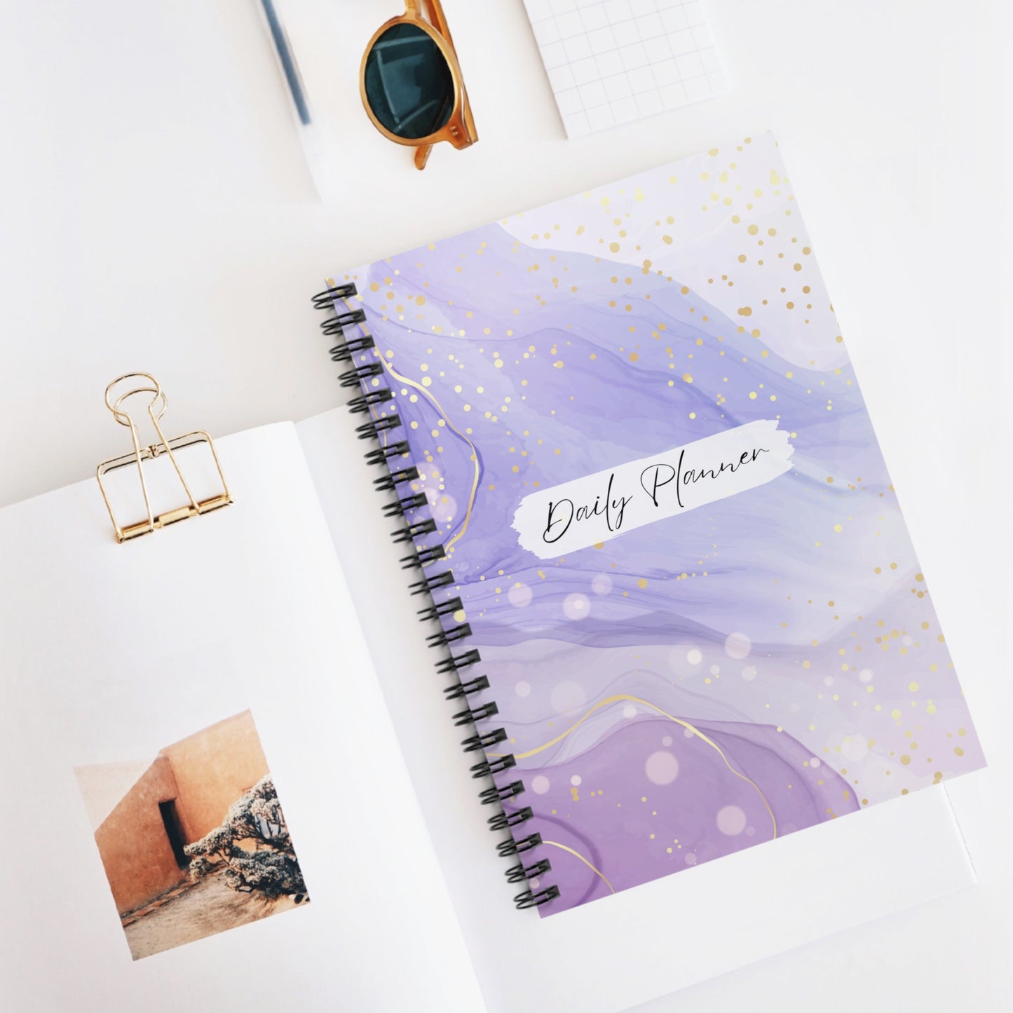 Daily Planner Spiral Notebook - Elegant Watercolor Design