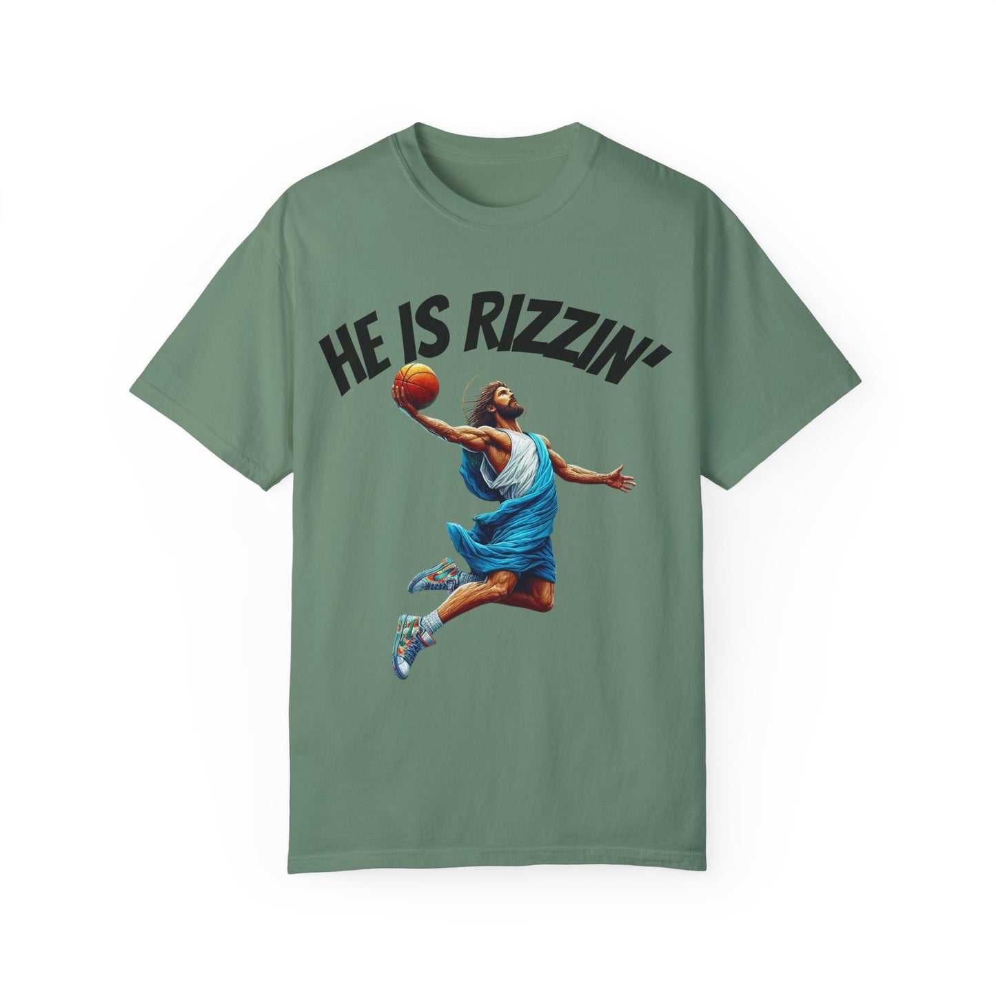 He Is Rizzin' Unisex Garment-Dyed T-Shirt | Trendy Basketball Tee for Sports Lovers