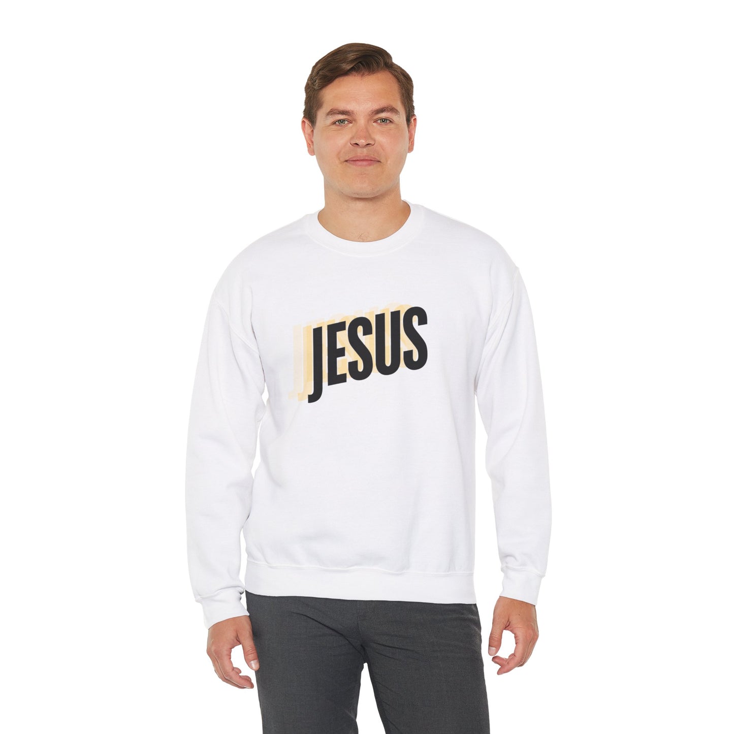 JESUS 3D - Unisex Heavy Blend™ Crewneck Sweatshirt - Faith-Inspired 'JESUS' Design