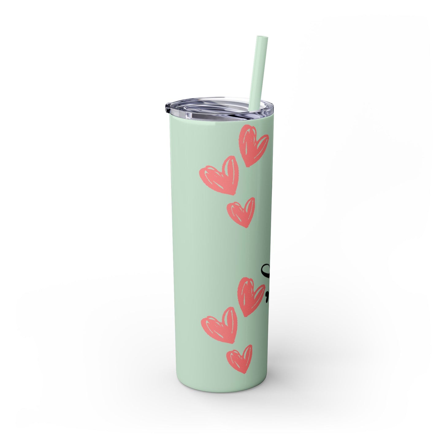 Love Hearts Skinny Tumbler with Straw - 20oz | Perfect for Valentine's Day & Everyday Use