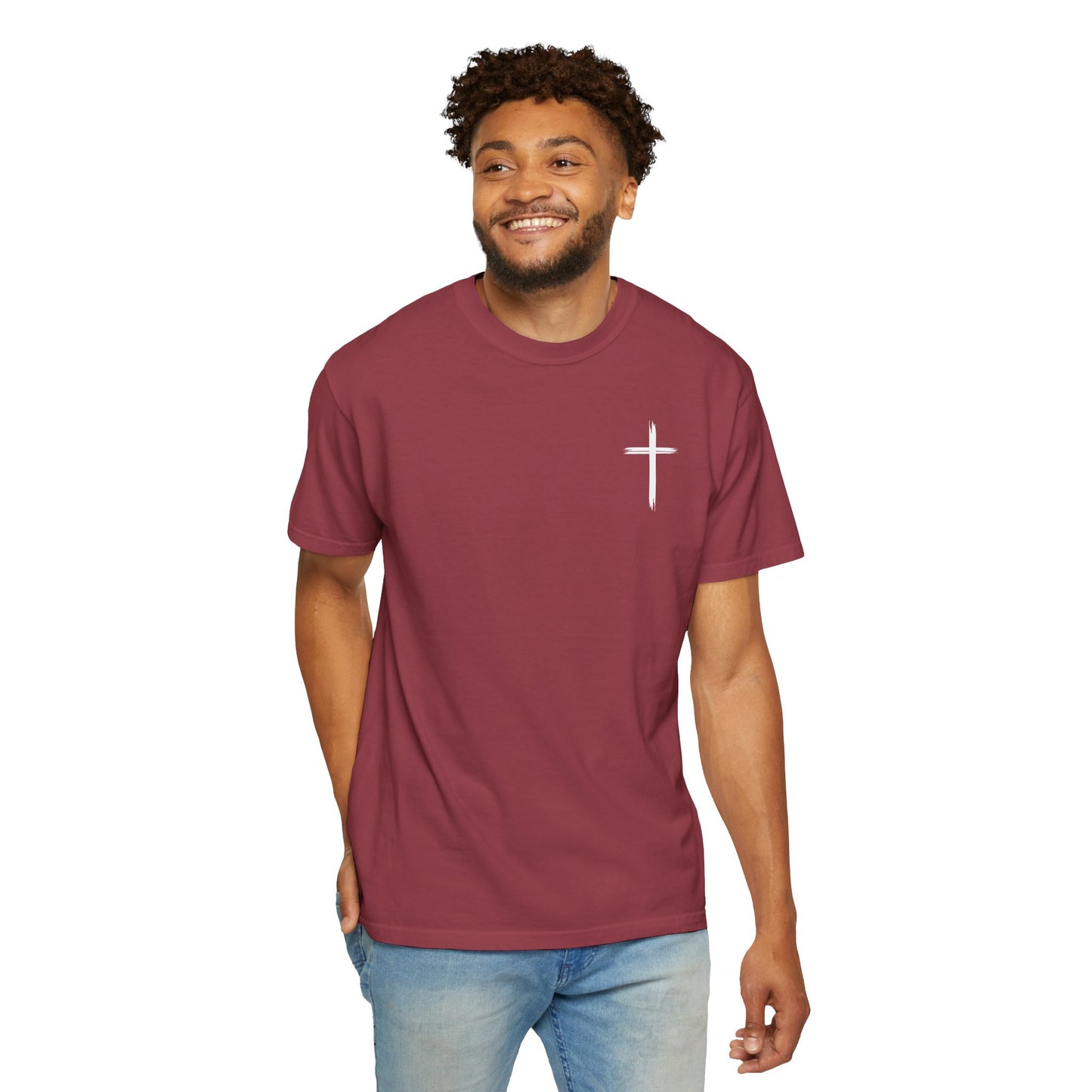 Unisex Garment-Dyed T-Shirt with Minimalist Cross Design