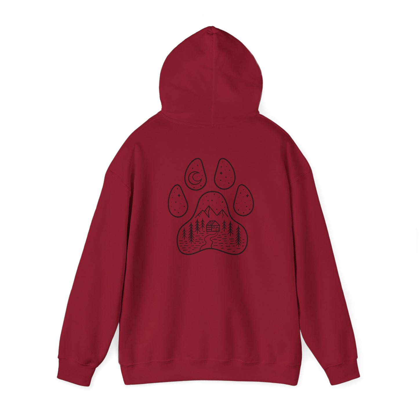 Cozy Campfire Vibes Hooded Sweatshirt with Paw Print Design