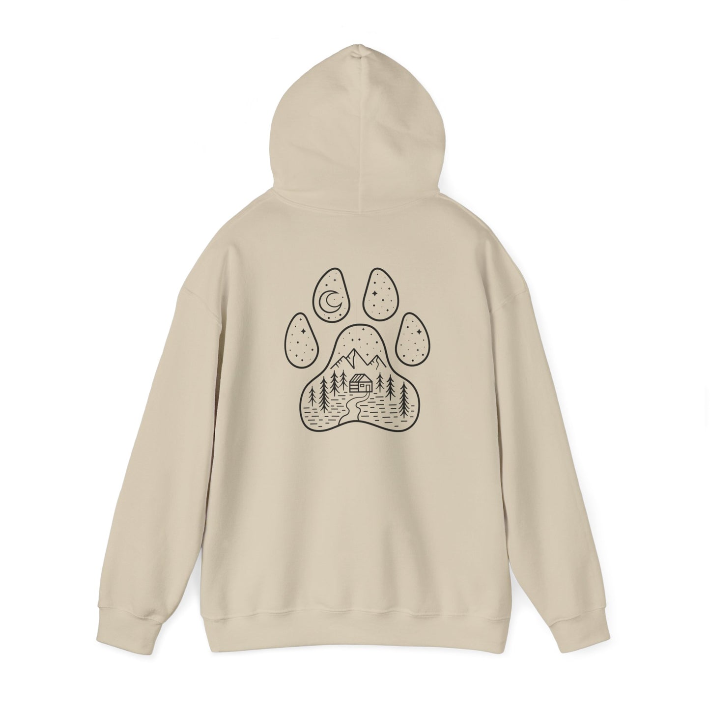 Cozy Campfire Vibes Hooded Sweatshirt with Paw Print Design