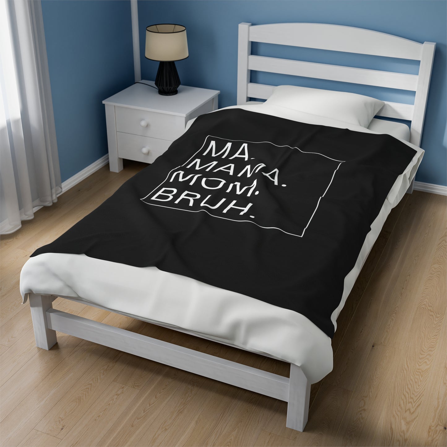 Cozy Velveteen Plush Blanket - Perfect Gift for Moms with Fun Quotes (MA, MAMA, MOM, BRUH)