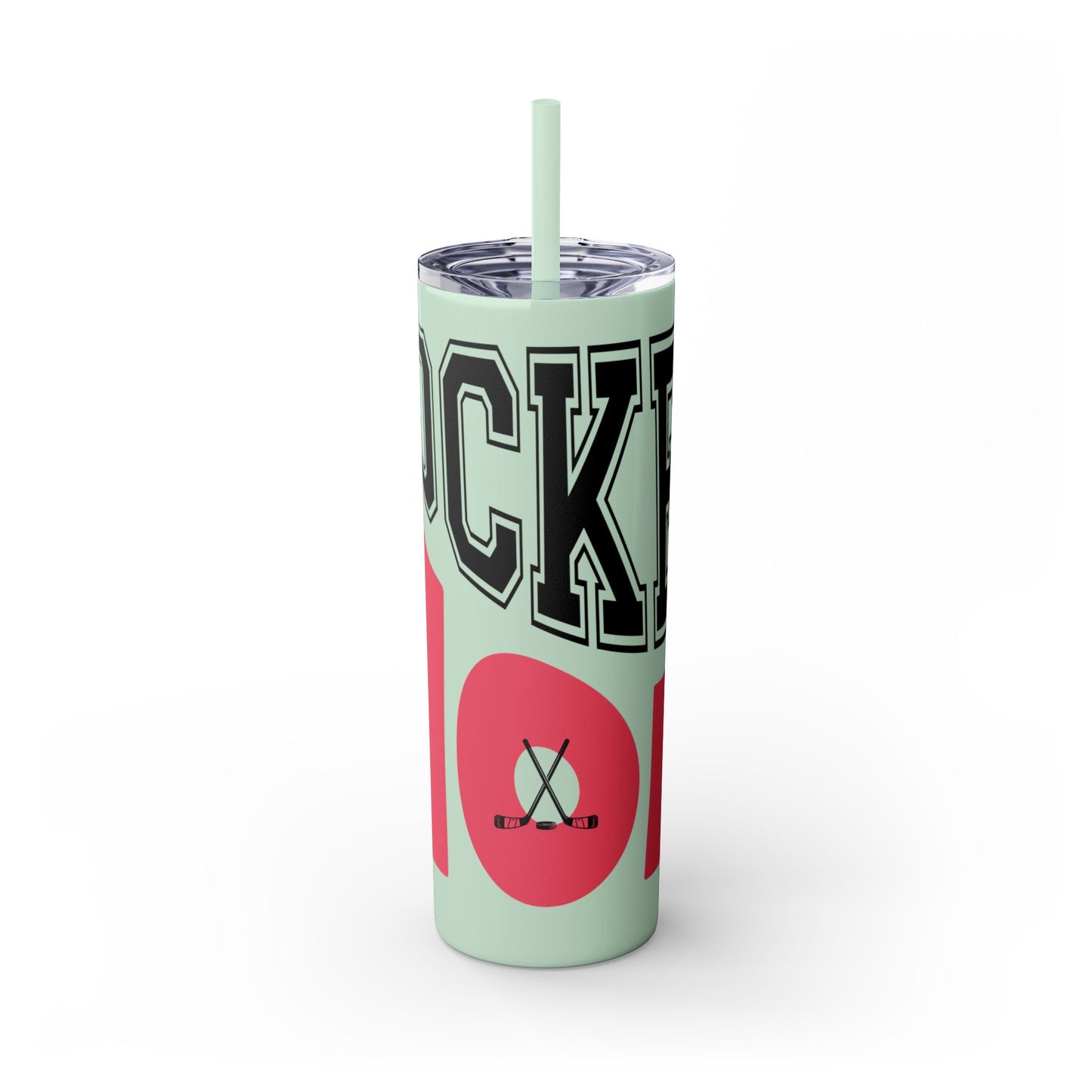 Personalized Hockey Mom Skinny Tumbler with Straw - 20oz, Perfect for Sports Fans