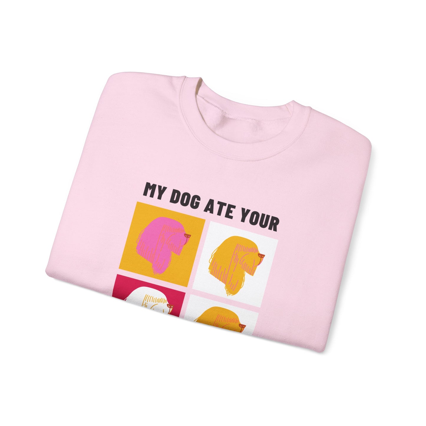 Playful Dog-Themed Crewneck Sweatshirt - 'My Dog Ate Your Report Card'