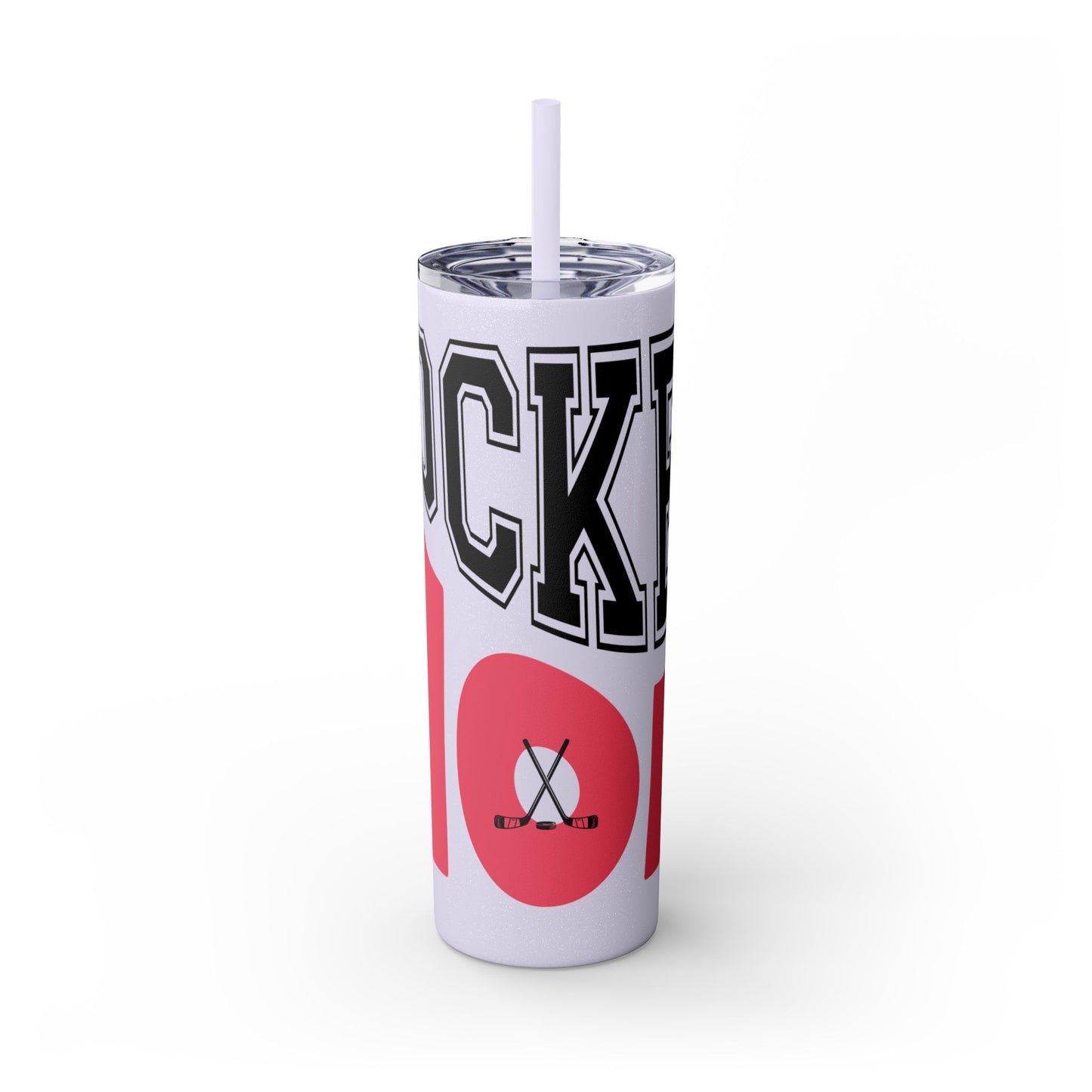 Personalized Hockey Mom Skinny Tumbler with Straw - 20oz, Perfect for Sports Fans