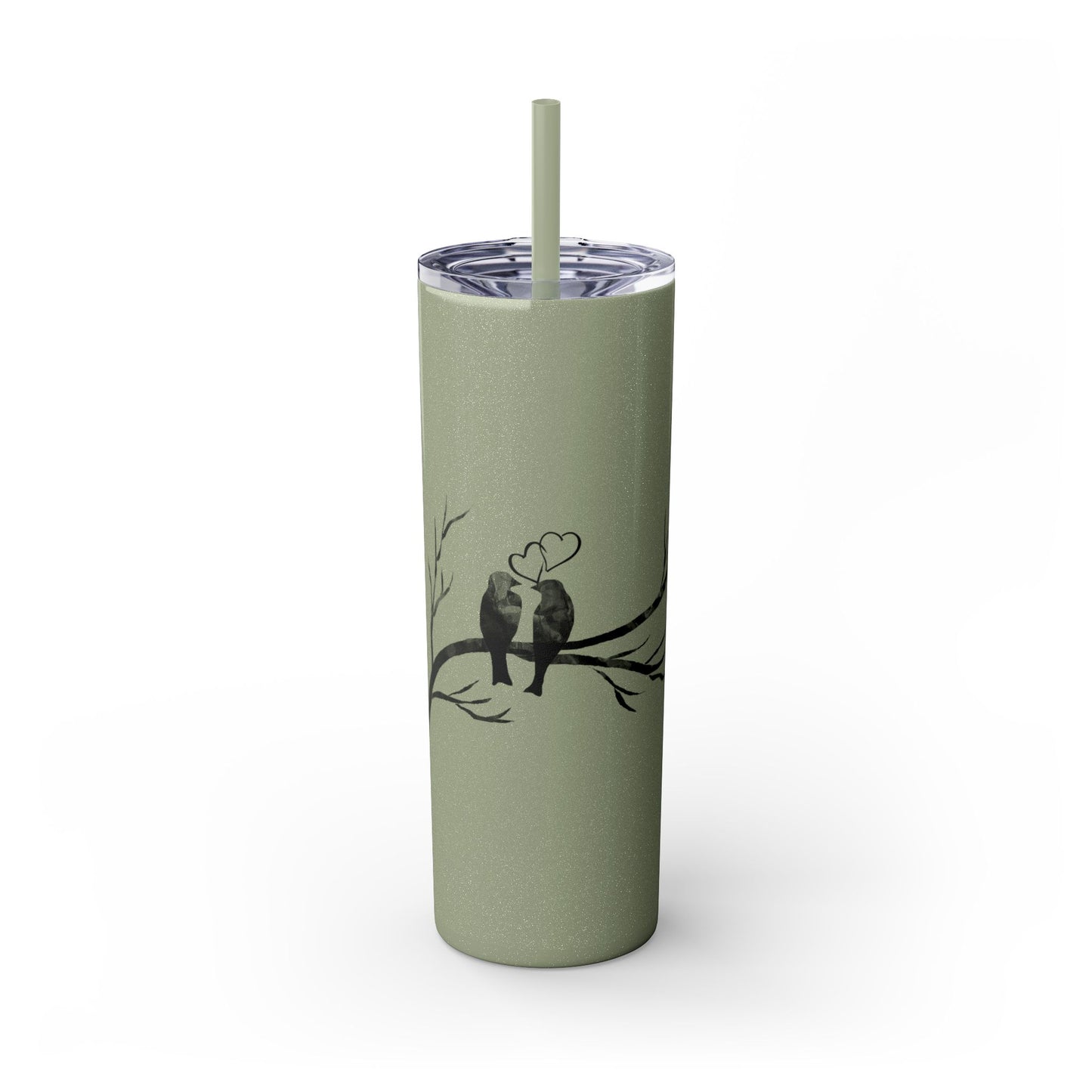 Couple's Love Birds Skinny Tumbler with Straw - 20oz | Perfect Gift for Anniversaries & Valentine's Day