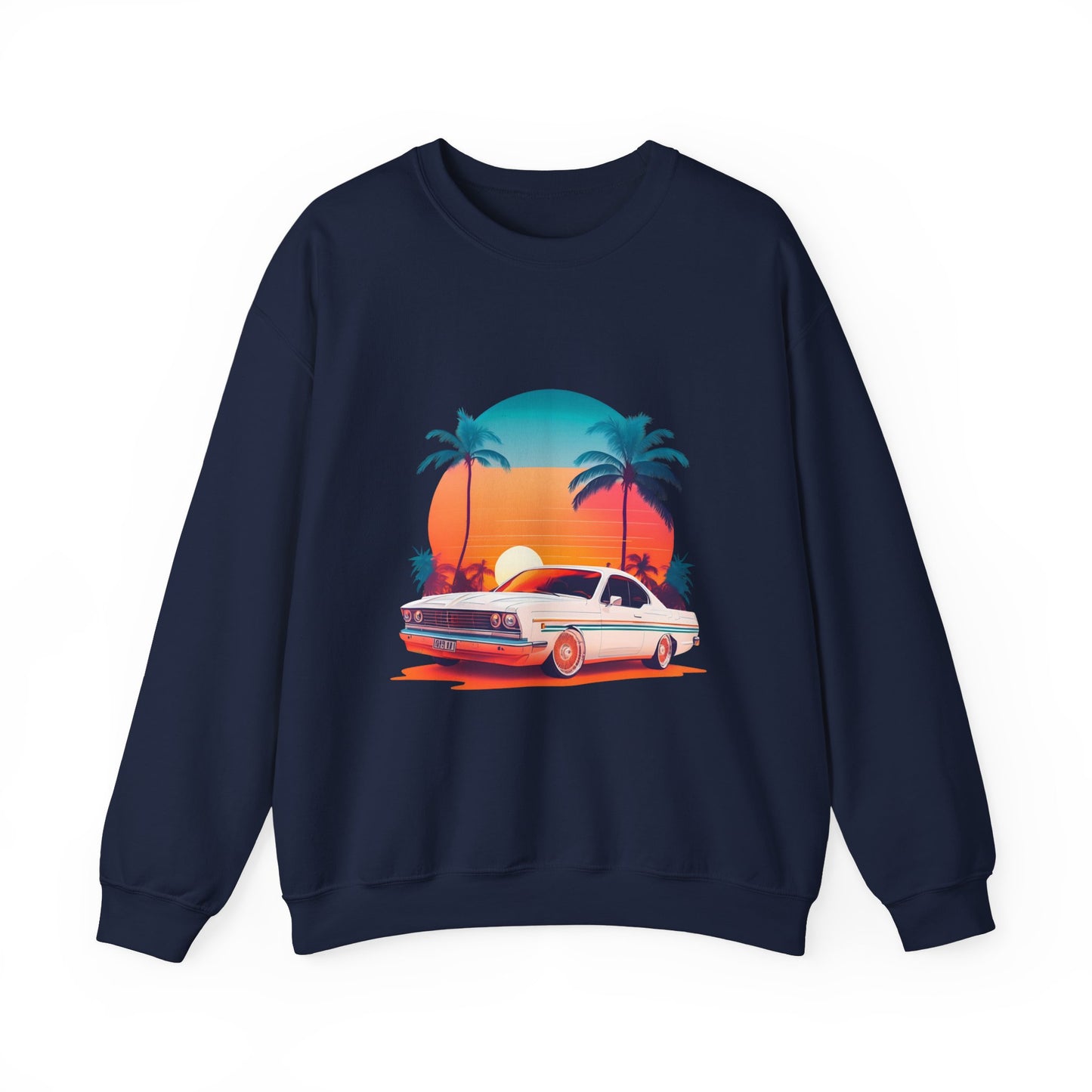 Retro Sunset Car Unisex Crewneck Sweatshirt