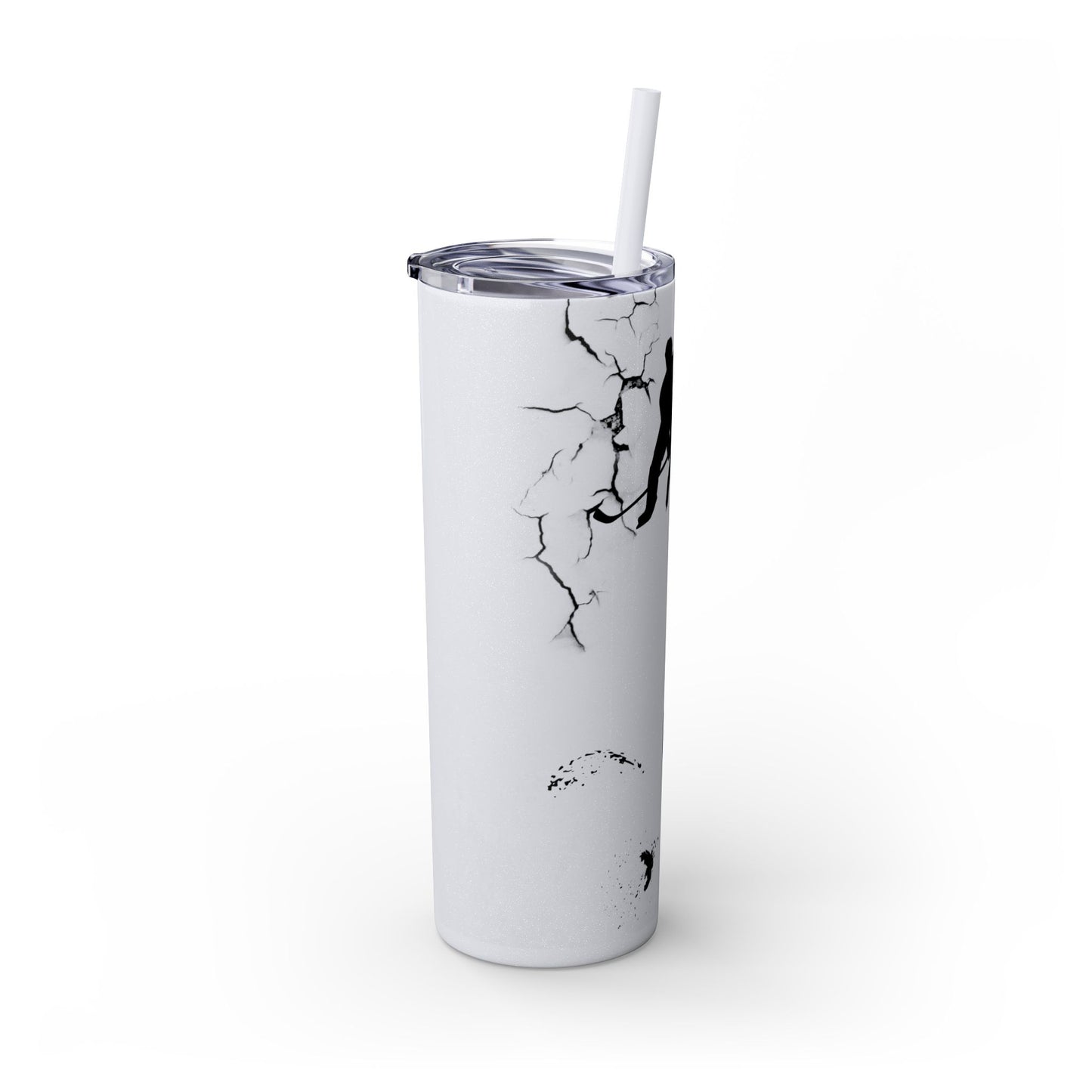 Crackled Hockey Action Skinny Tumbler with Straw - 20oz