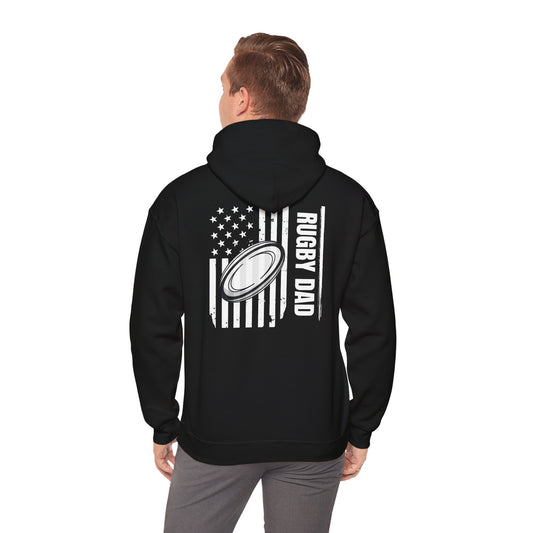 Rugby Dad Heavy Blend Hoodie - American Flag Design