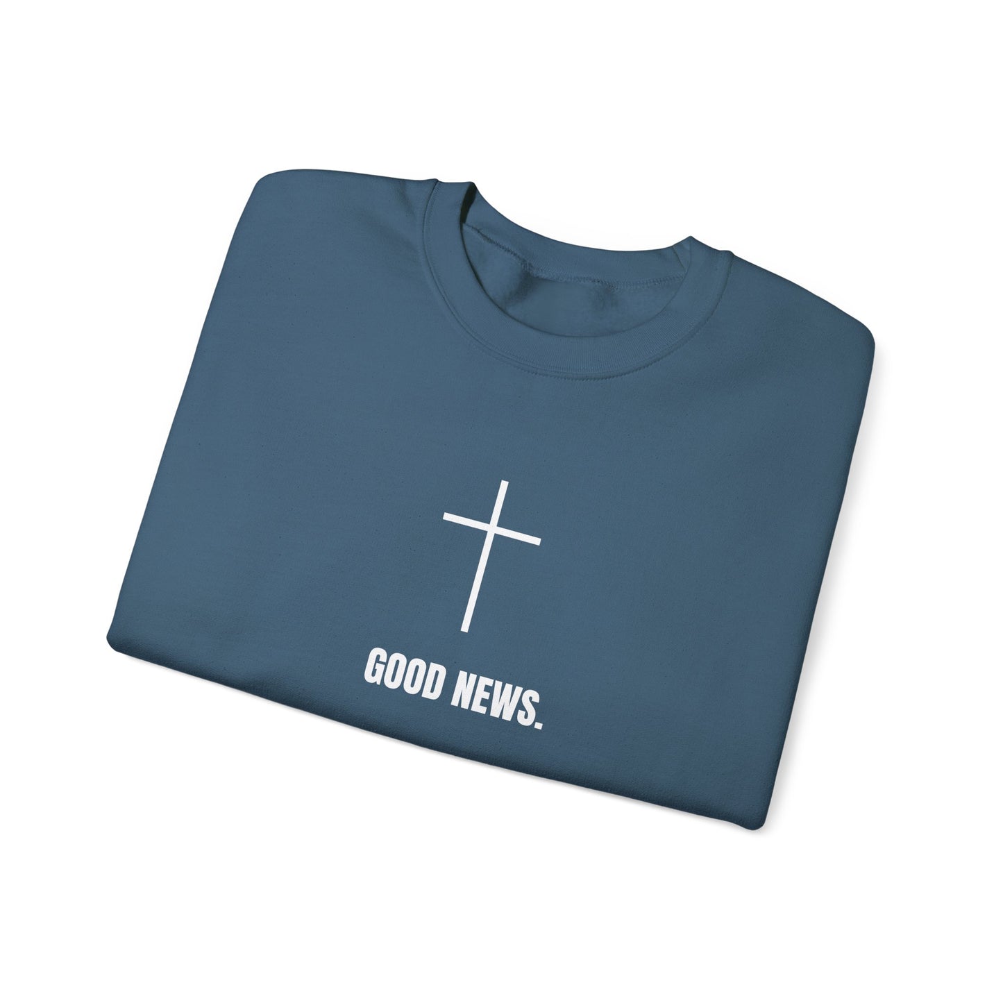 Christian Cross Sweatshirt - "Good News" Unisex Heavy Blend Crewneck