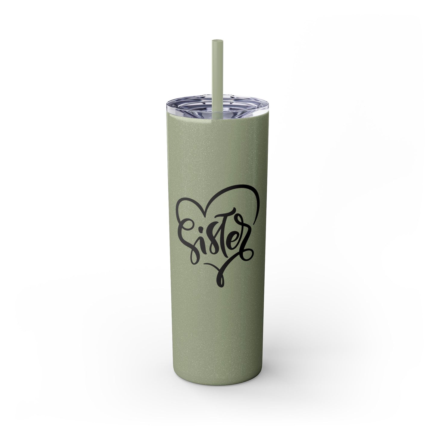 Sister Love Skinny Tumbler with Straw - 20oz Travel Mug