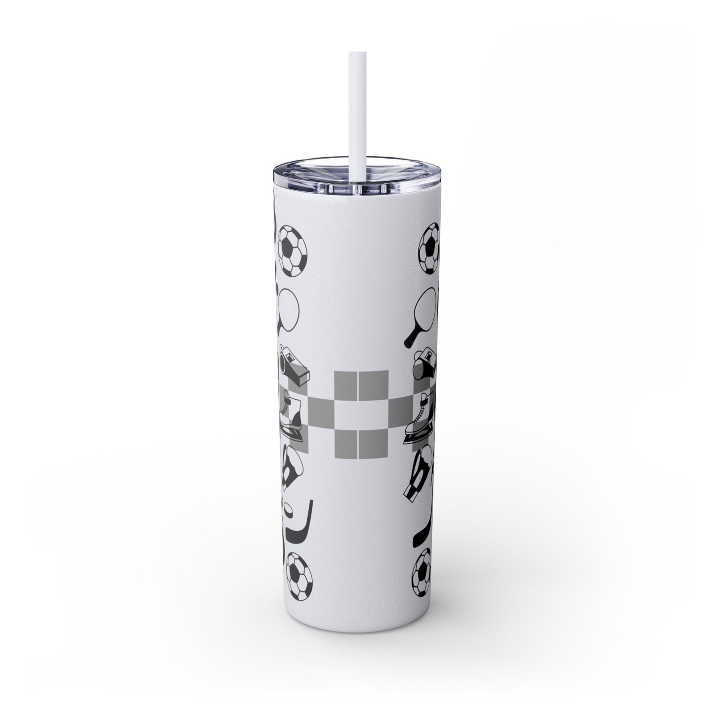 Sports-Themed Skinny Tumbler with Straw - 20oz - Perfect for Athletes and Active Lifestyles