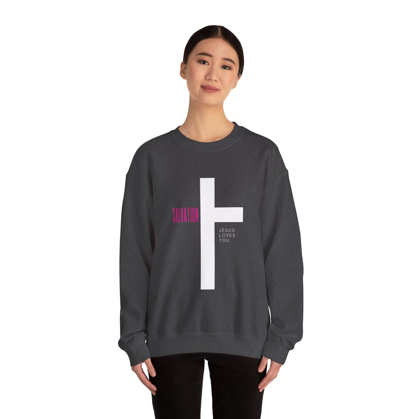 Faith Inspired Unisex Crewneck Sweatshirt - 'Jesus Loves You' & Salvation Design