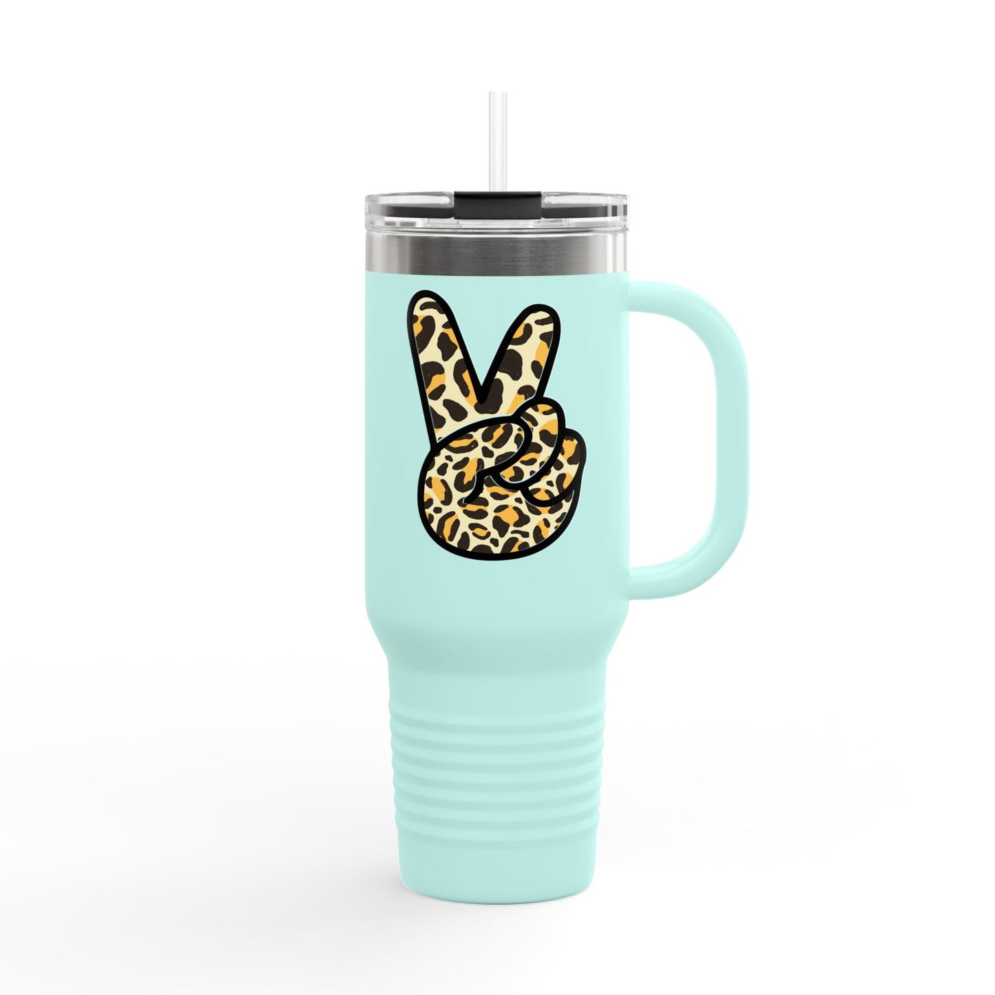 Leopard Print Peace Insulated Travel Mug - 40oz Peaceful Design