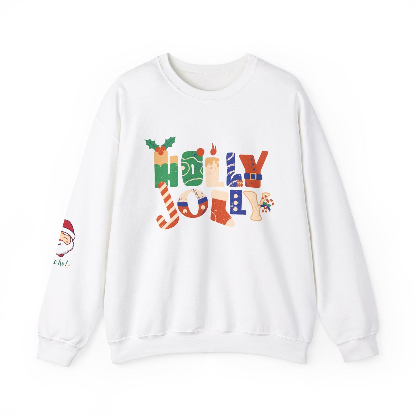 Merry Christmas Holly Jolly Crewneck Sweatshirt - Unisex Holiday Design