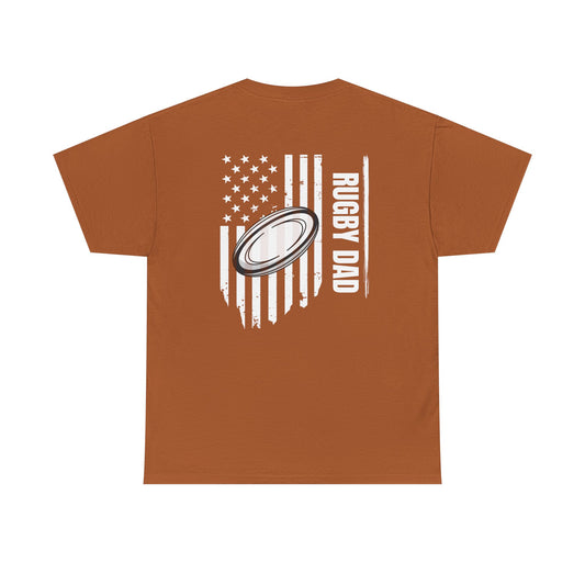 Rugby Dad Heavy Cotton Tee - American Flag Design