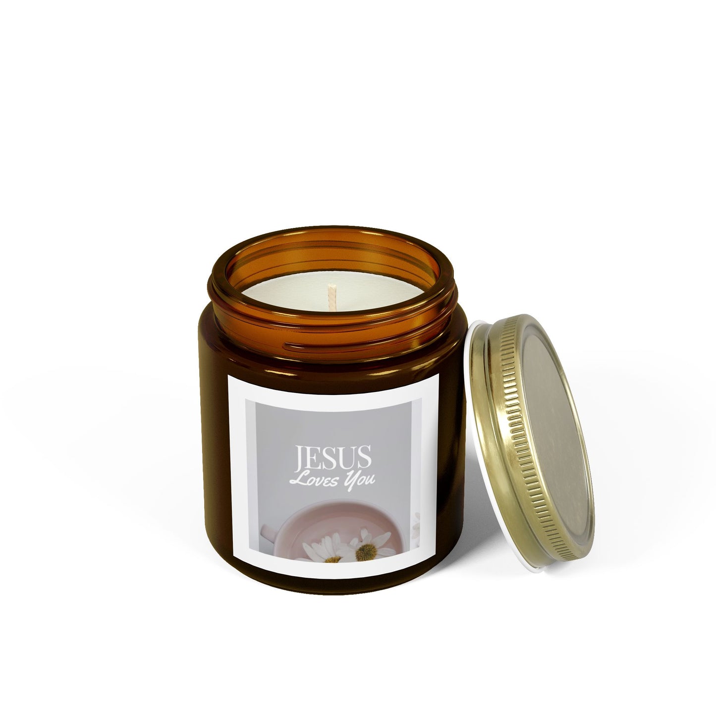 Scented Candle - Jesus Loves You - Coconut Apricot Wax (4oz, 9oz)