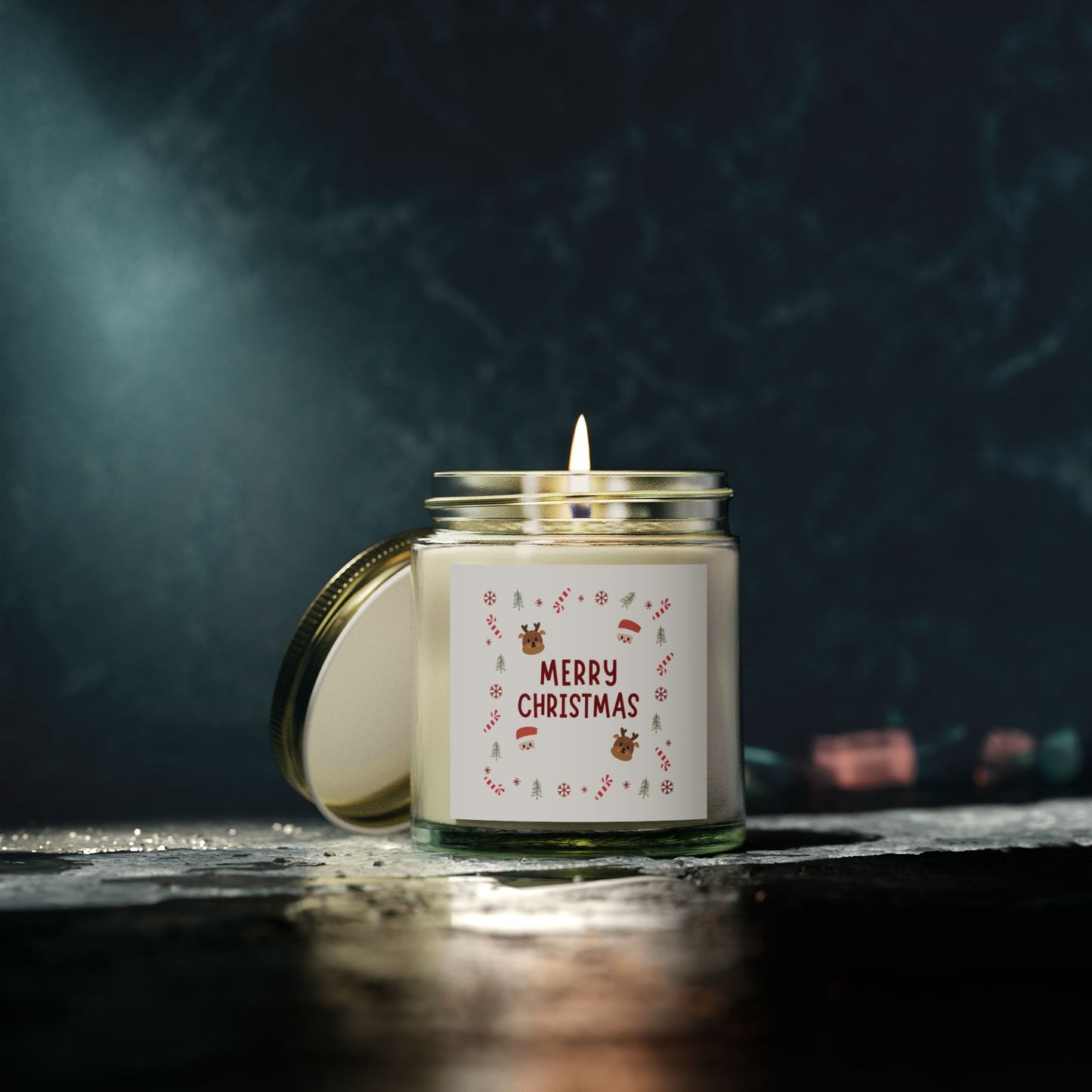 Merry Christmas Scented Candle - Coconut Apricot Wax (4oz, 9oz)