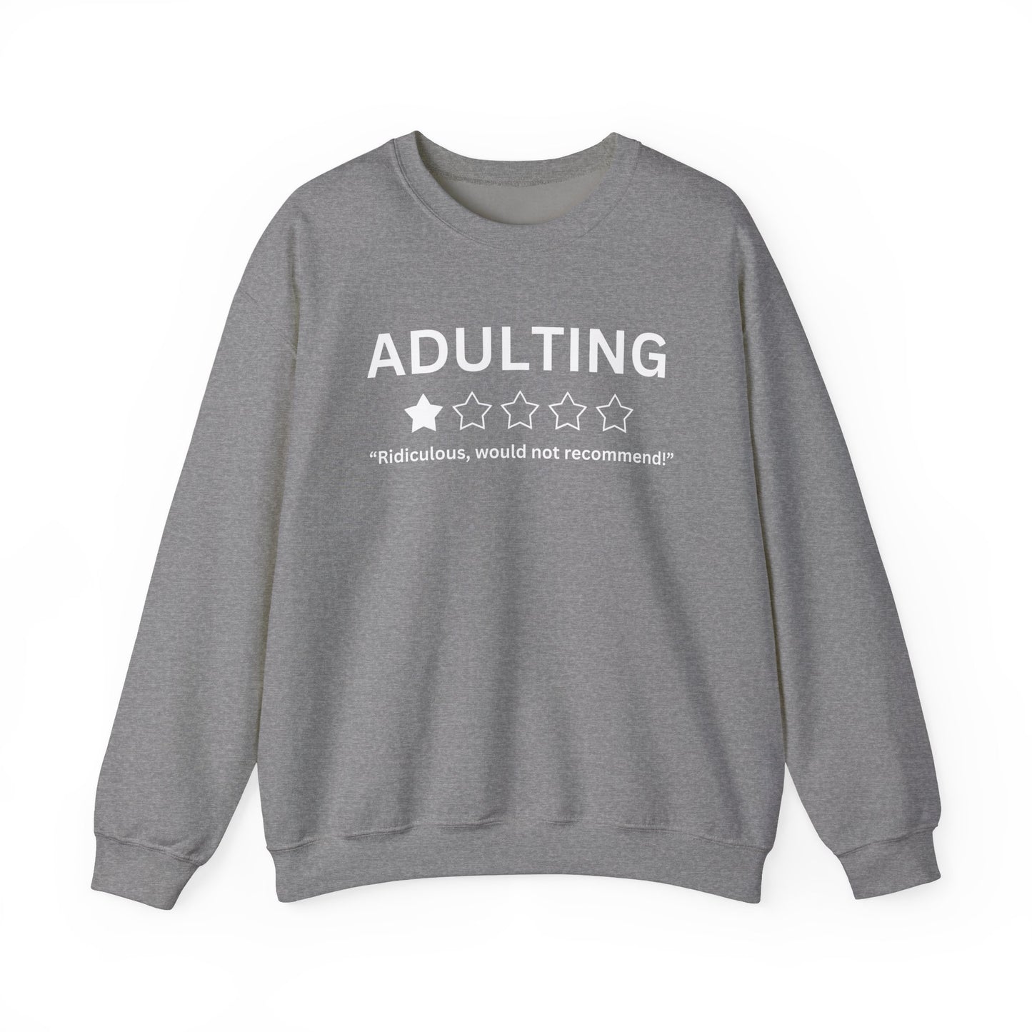 Funny Adulting Crewneck Sweatshirt - 5 Star Rating Design