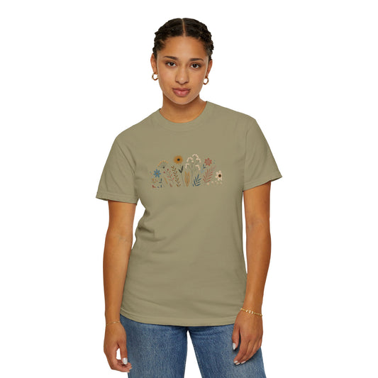 Botanical Floral Unisex T-Shirt - Garment-Dyed Nature-Inspired Tee
