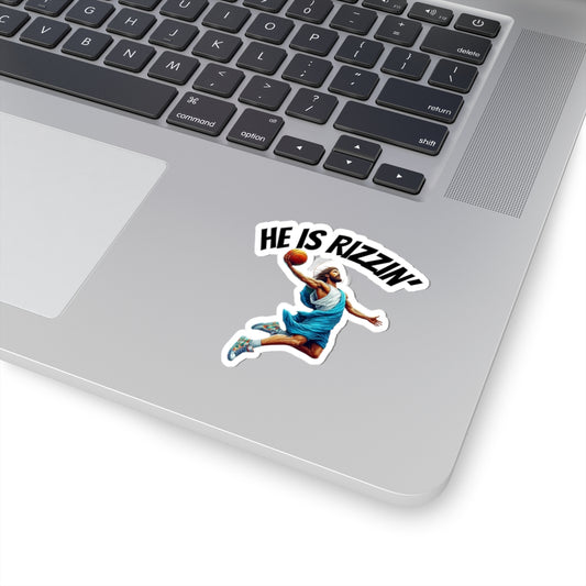 He Is Rizzin' Basketball Kiss-Cut Stickers - Trendy Art for Sports Fans