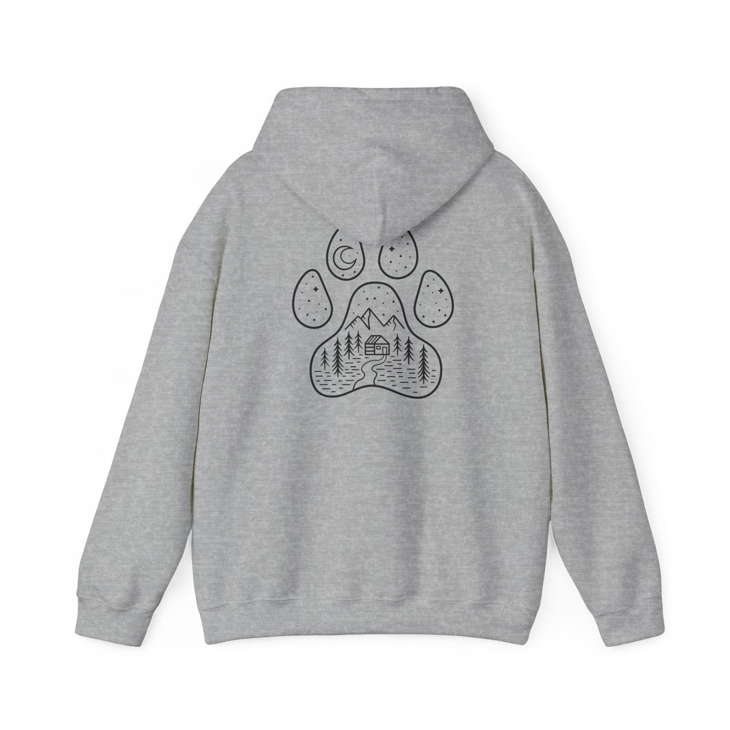 Cozy Campfire Vibes Hooded Sweatshirt with Paw Print Design