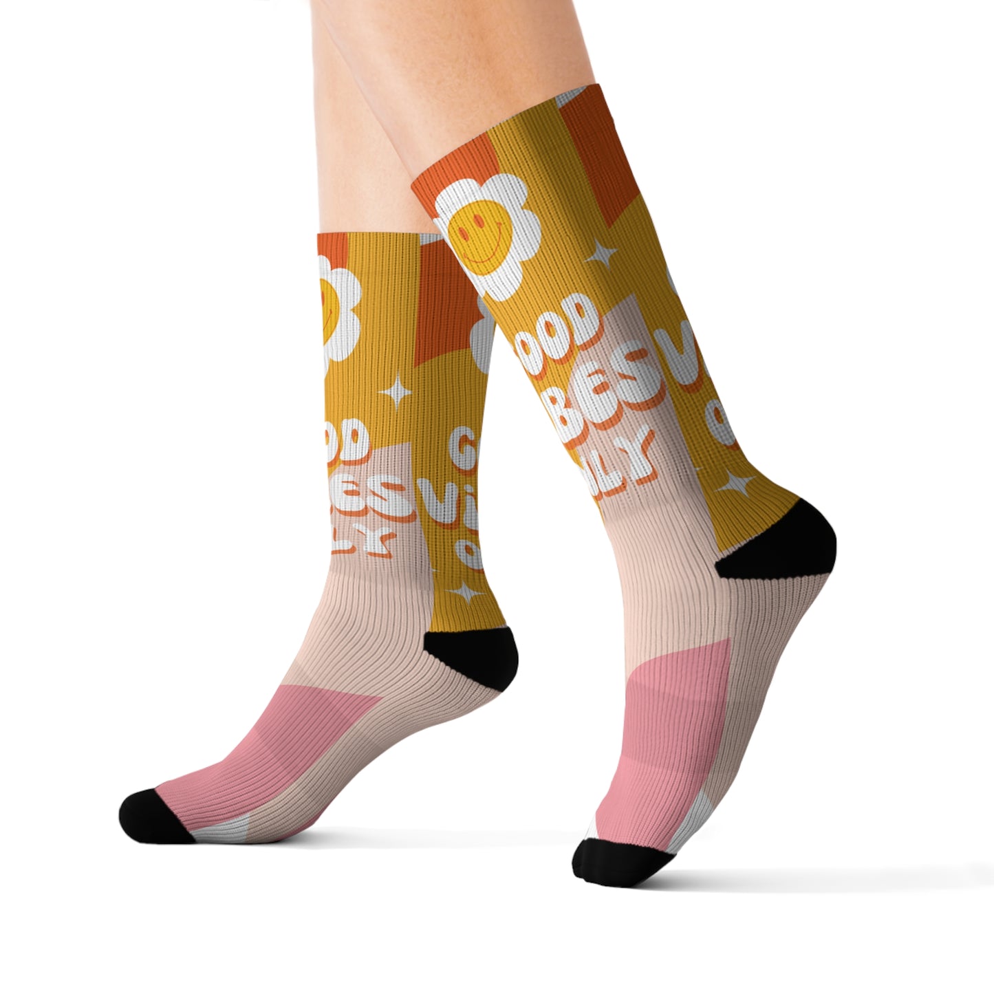 Good Vibes Only Sublimation Socks - Trendy Colorful Socks for Every Occasion