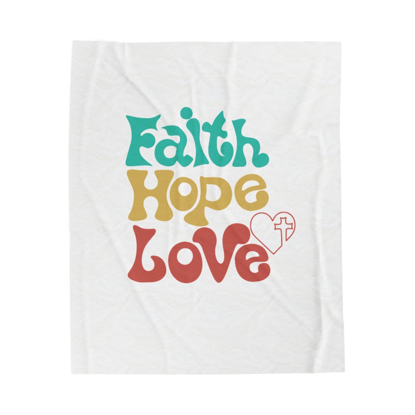 Faith Hope Love Velveteen Plush Blanket - Cozy Inspirational Throw for Home Decor